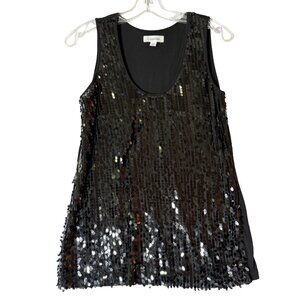 Calvin Klein Black Sequin Tank – Sleek Sparkle for Evening Looks - Large